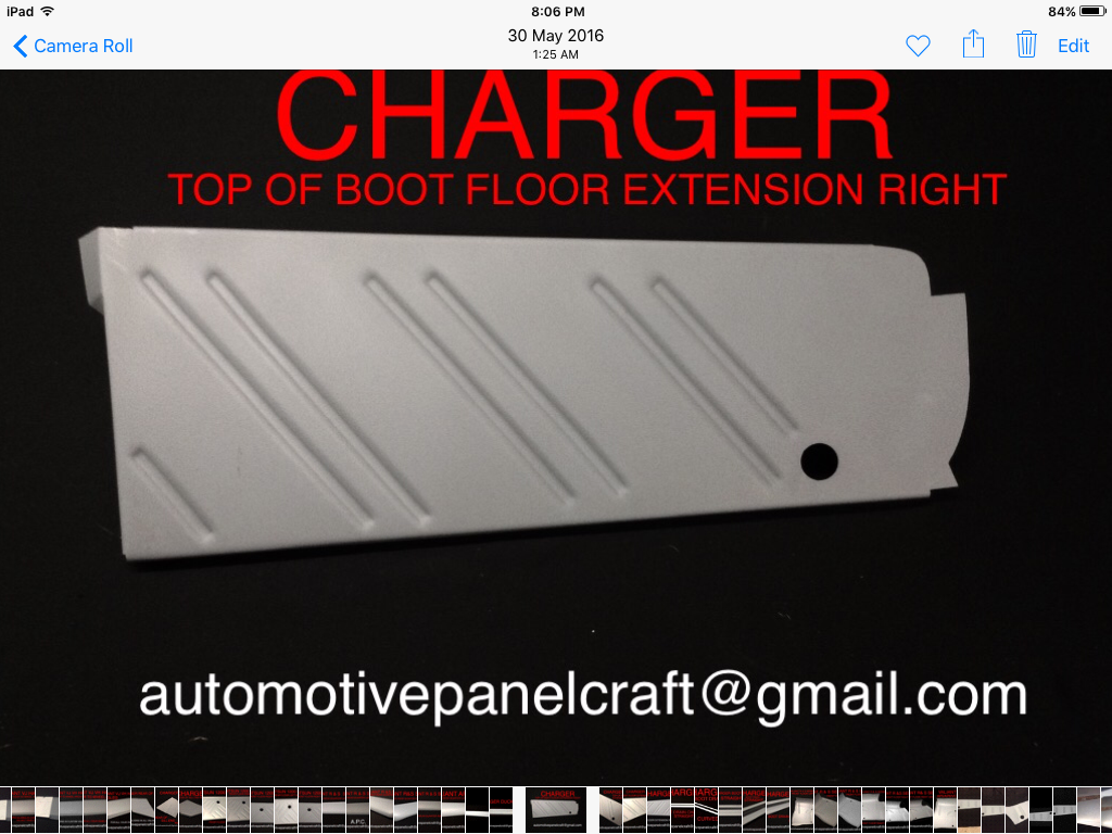VALIANT CHARGER TOP OF BOOT FLOOR EXTENSION RUST REPAIR PANEL