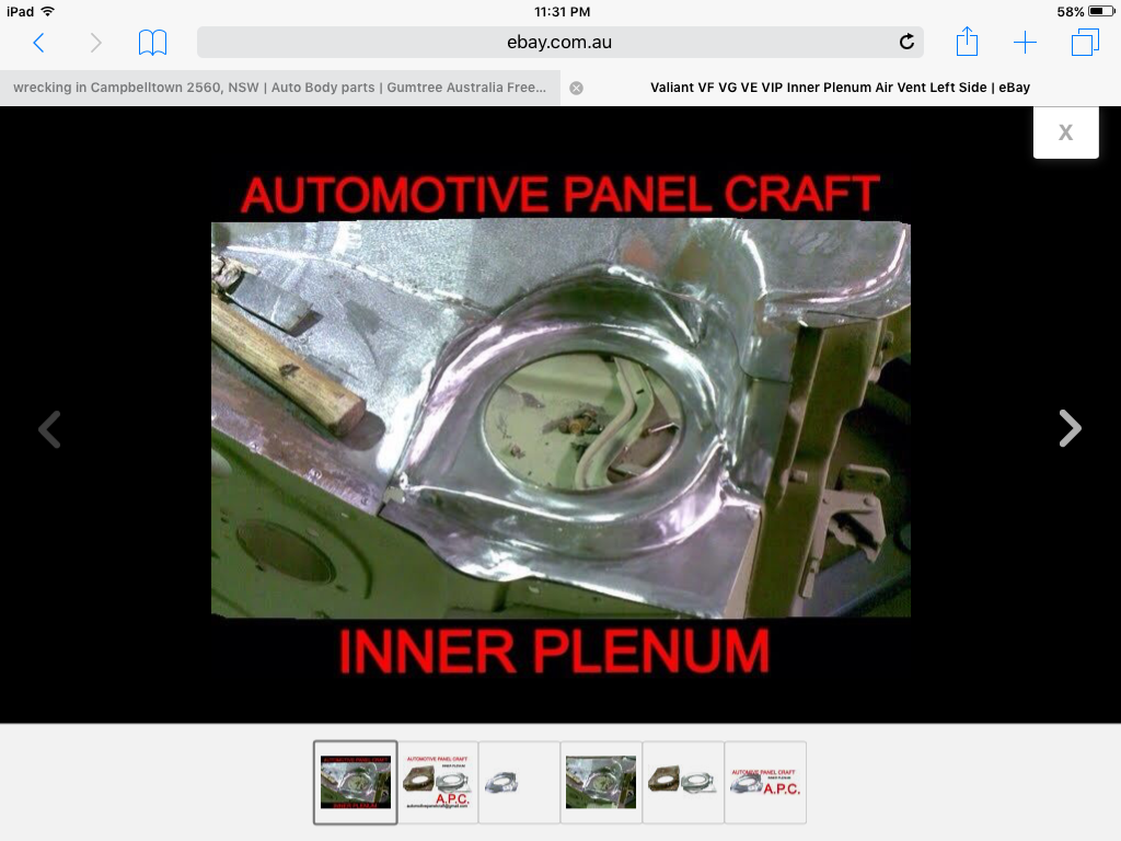 VALIANT VF VG VE VIP INNER PLENUM AIR VENT